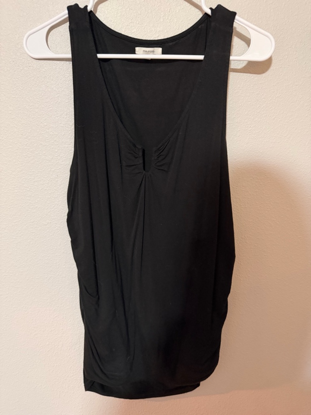 Maurices Black Sleeveless V-Neck Gathered Front Tank
